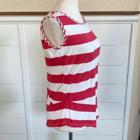 CAbi Carousel Striped Sleeveless Blouse Asymmetrical hem sz XS - Picture 9 of 10